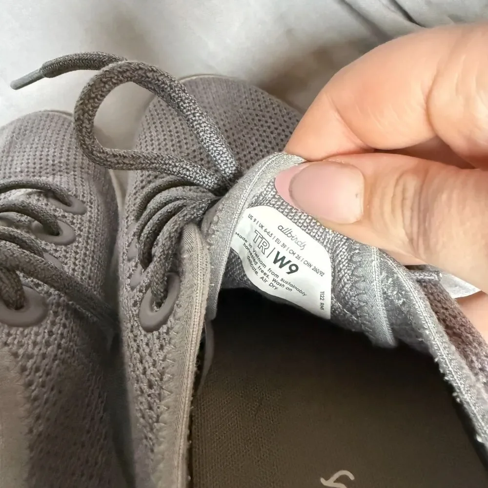Allbirds Gray Wool Warm Running Shoes Sneakers Trail Runners Women's Size 9